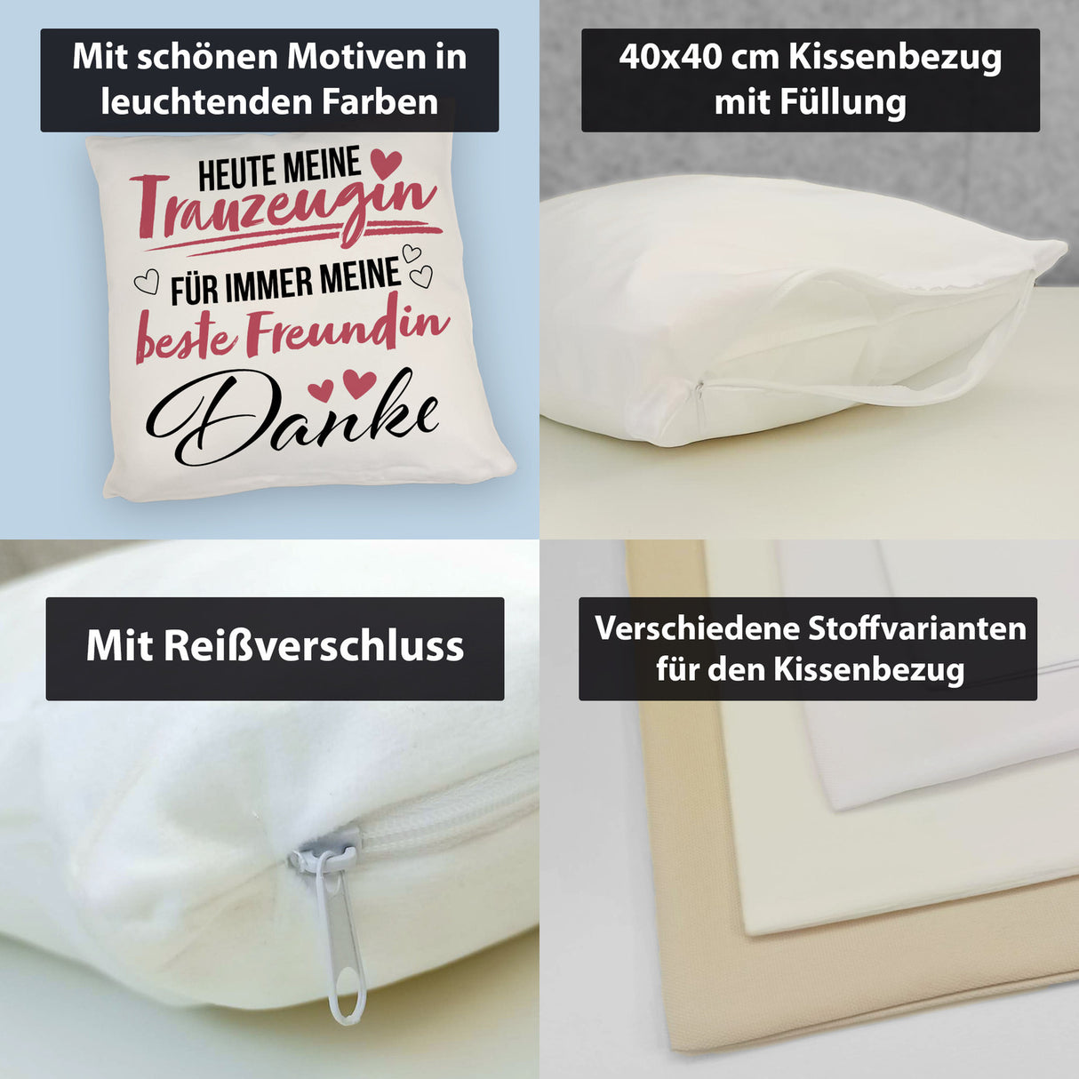 Trauzeugin Kissen mit Spruch heute Trauzeugin - ewig beste Freundin