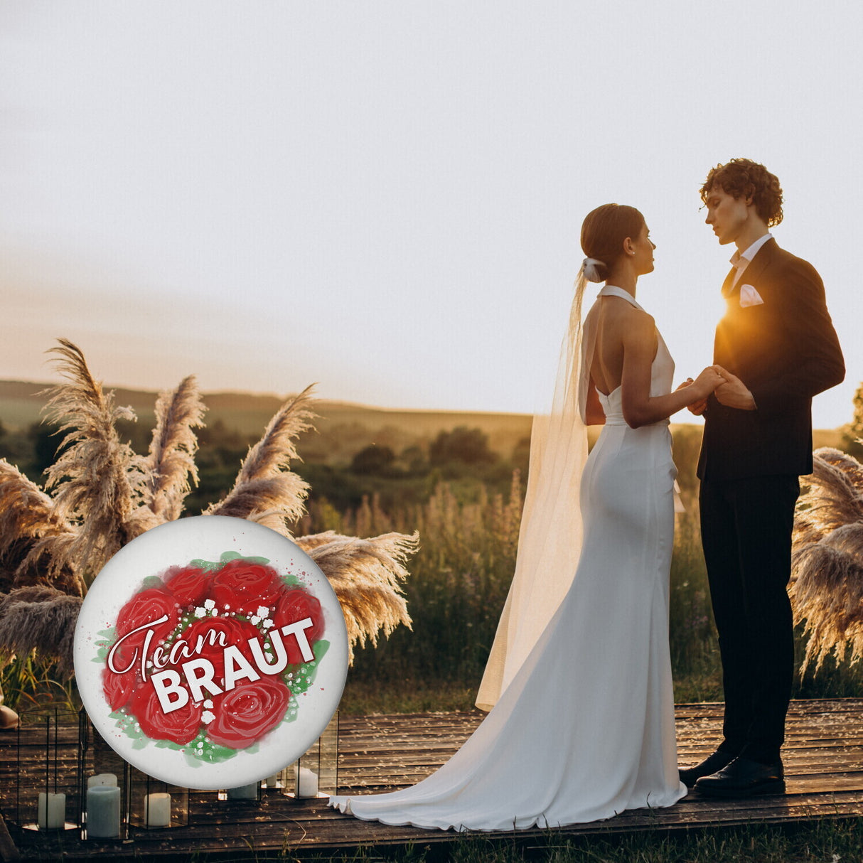 Team Braut Brautstrauß Magnet rund rund