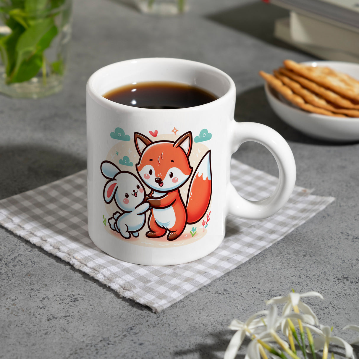 Fuchs und Kaninchen Kaffeebecher