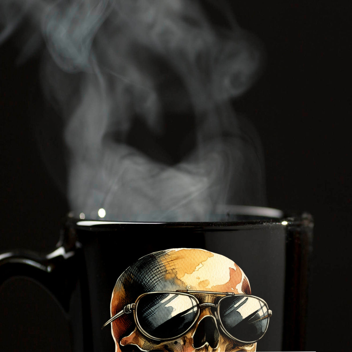 Rocker Totenkopf Tasse schwarz in Schwarz