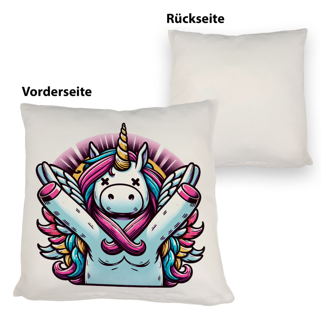 Grimmiges Einhorn Kissen