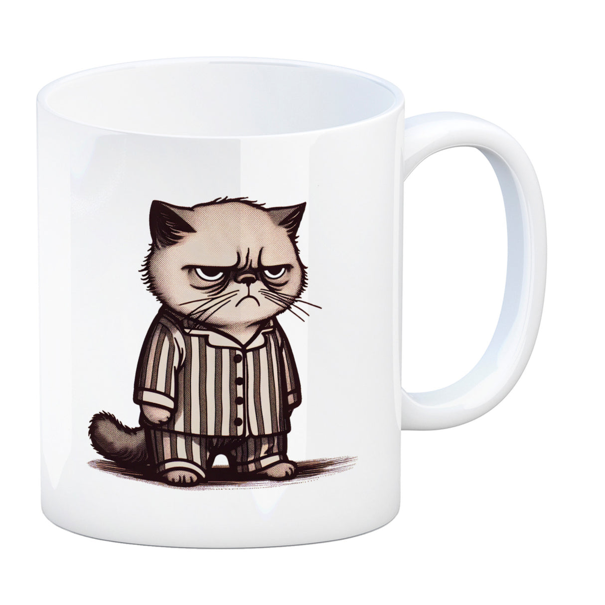 Grimmige Katze im Schlafanzug Kaffeebecher