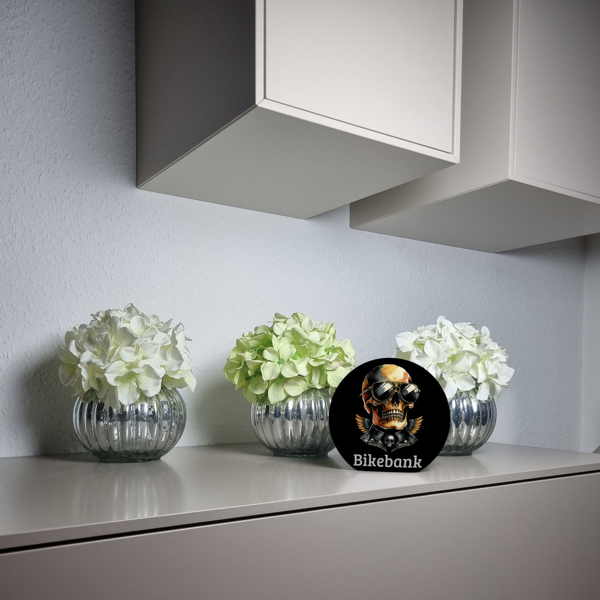 Rocker Totenkopf Spardose mit Spruch Bikebank