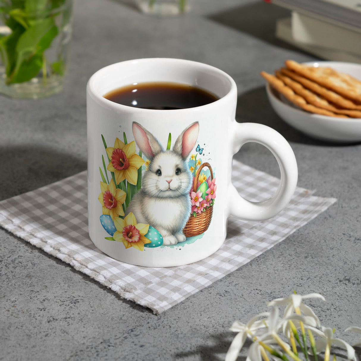 Osterhase mit Osterglocken Kaffeebecher