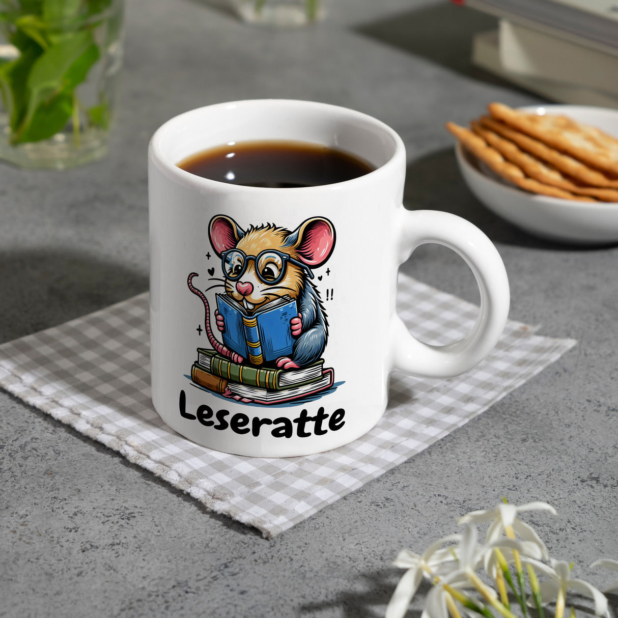 Leseratte Kaffeebecher mit Spruch Leseratte