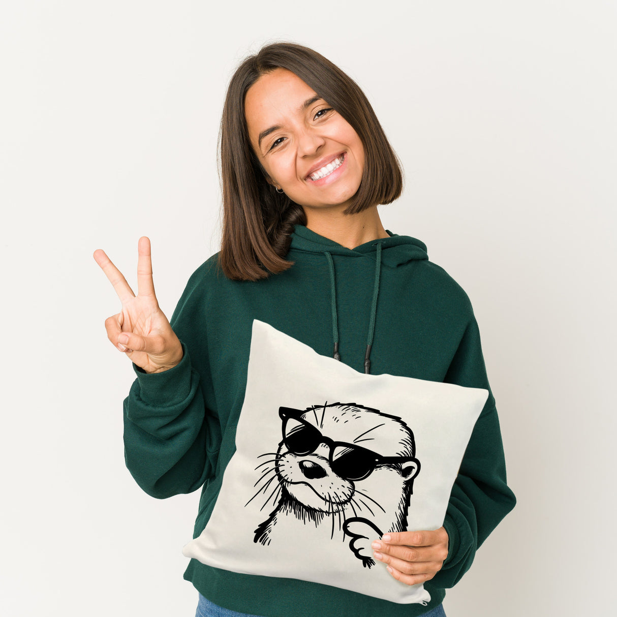 Cooler Otter mit Sonnenbrille Kissen