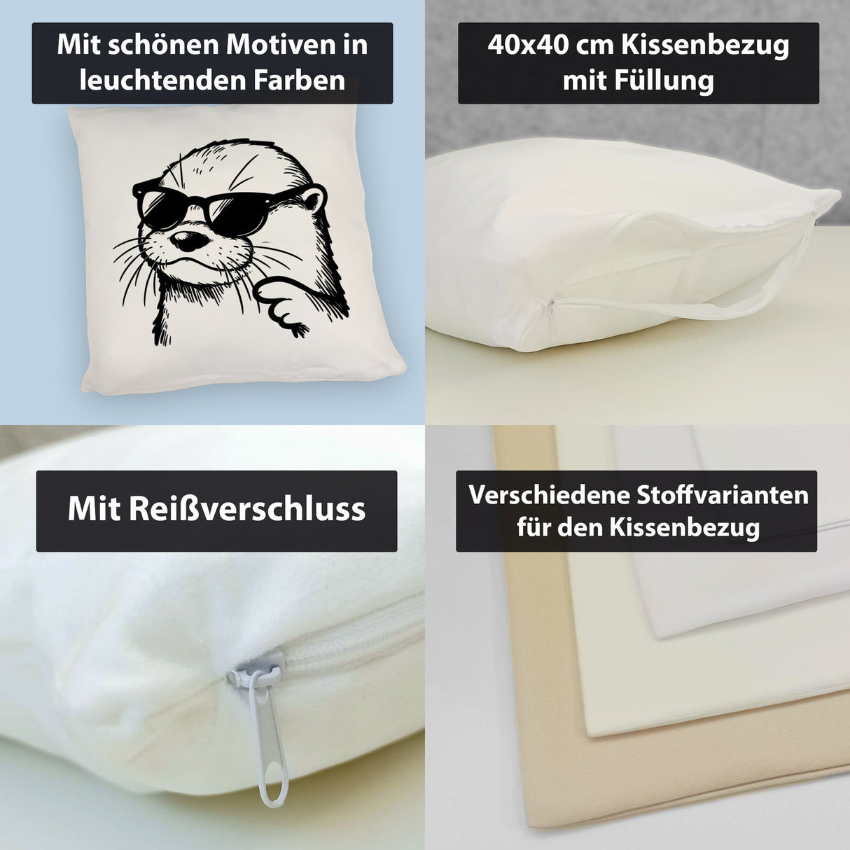 Cooler Otter mit Sonnenbrille Kissen