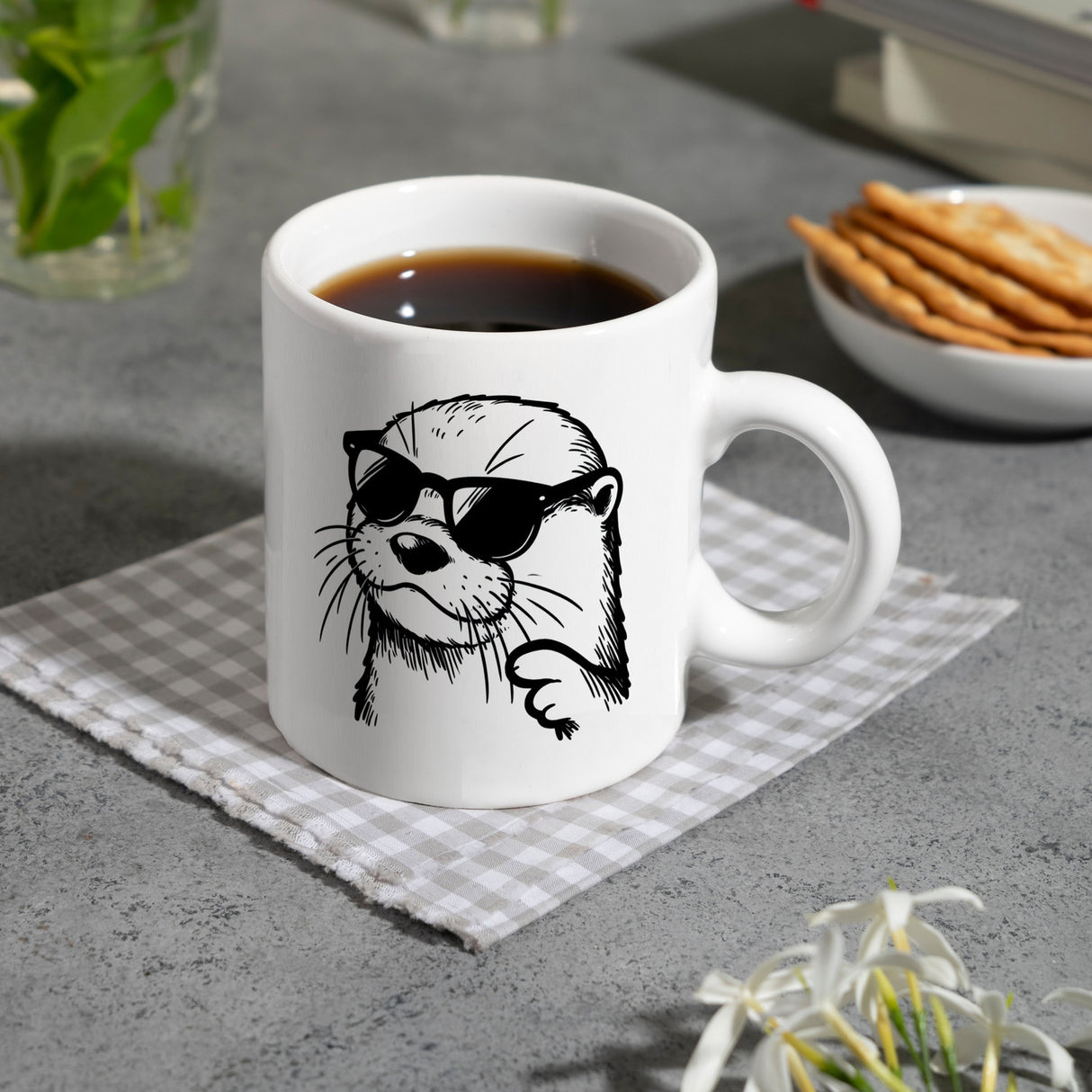 Cooler Otter mit Sonnenbrille Kaffeebecher
