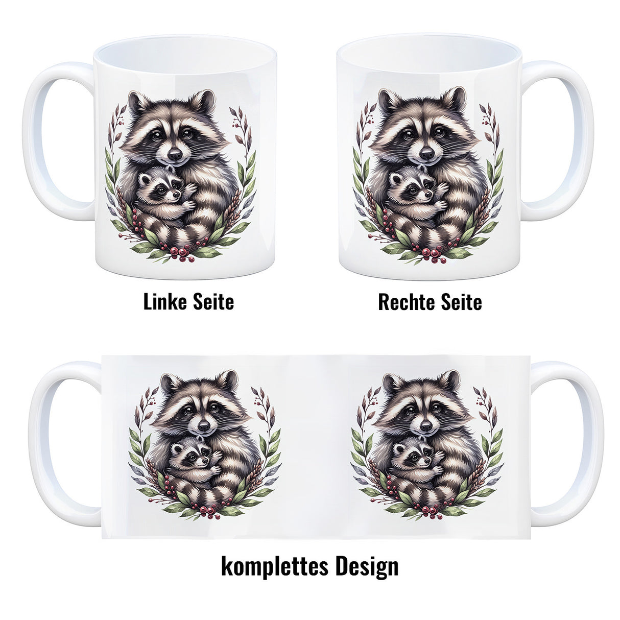 Waschbärmama mit Baby Kaffeebecher