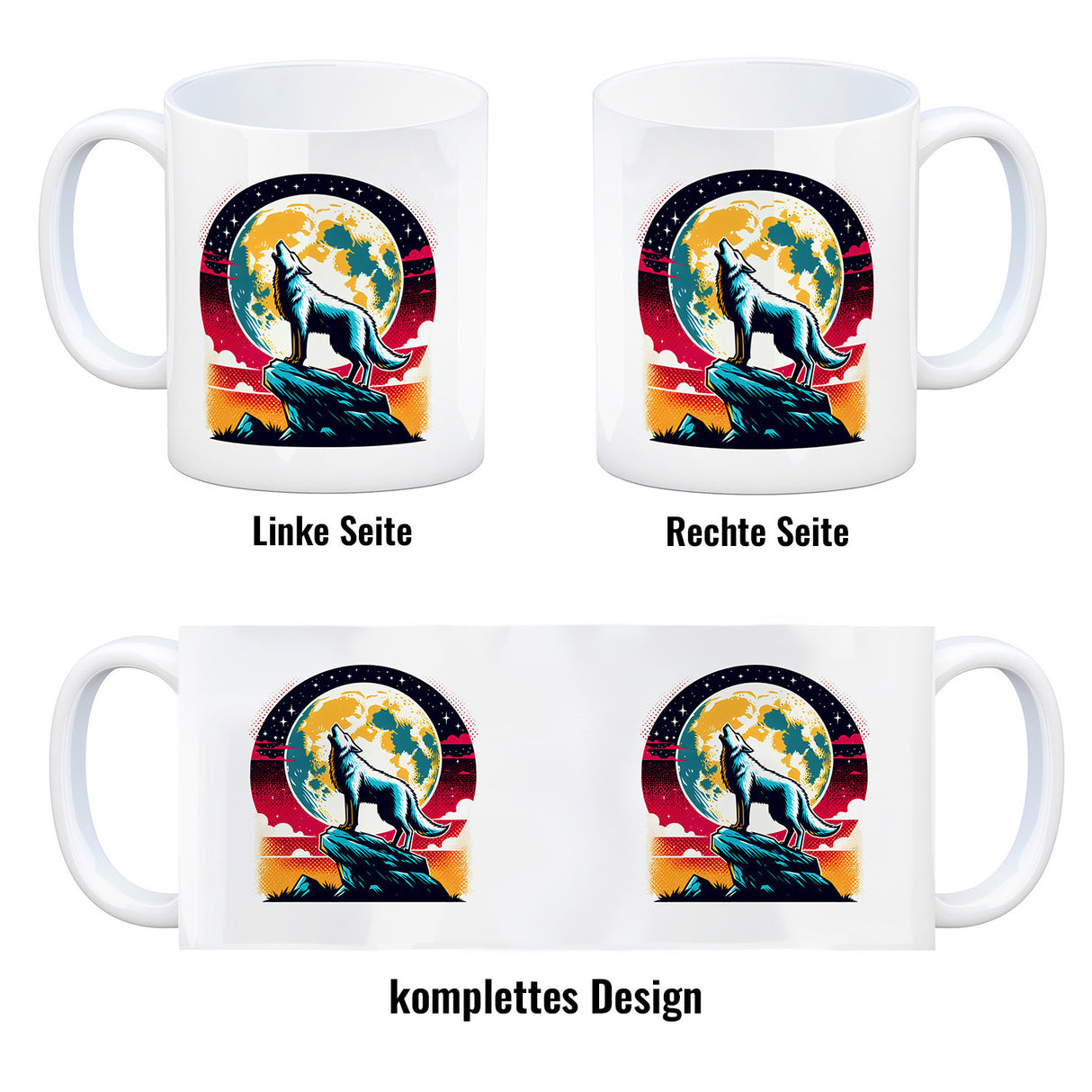 Wolf Vollmond Kaffeebecher