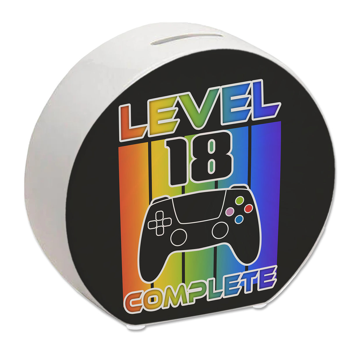 18. Geburtstag Gamer Spardose mit Spruch Level 18 complete
