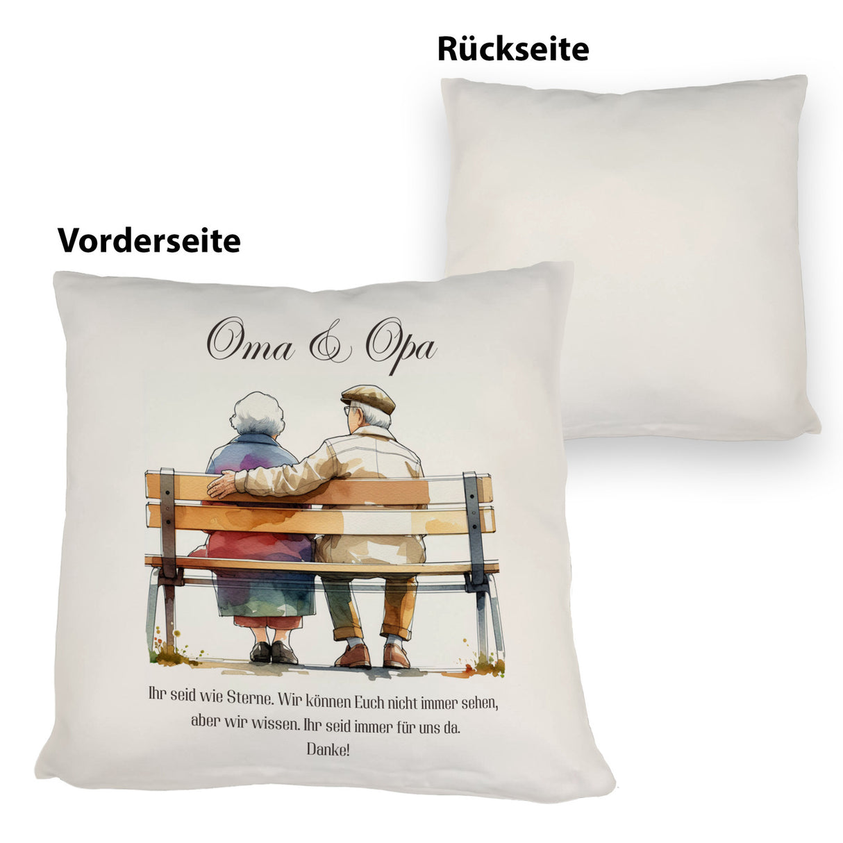 Oma und Opa auf Bank Kissen