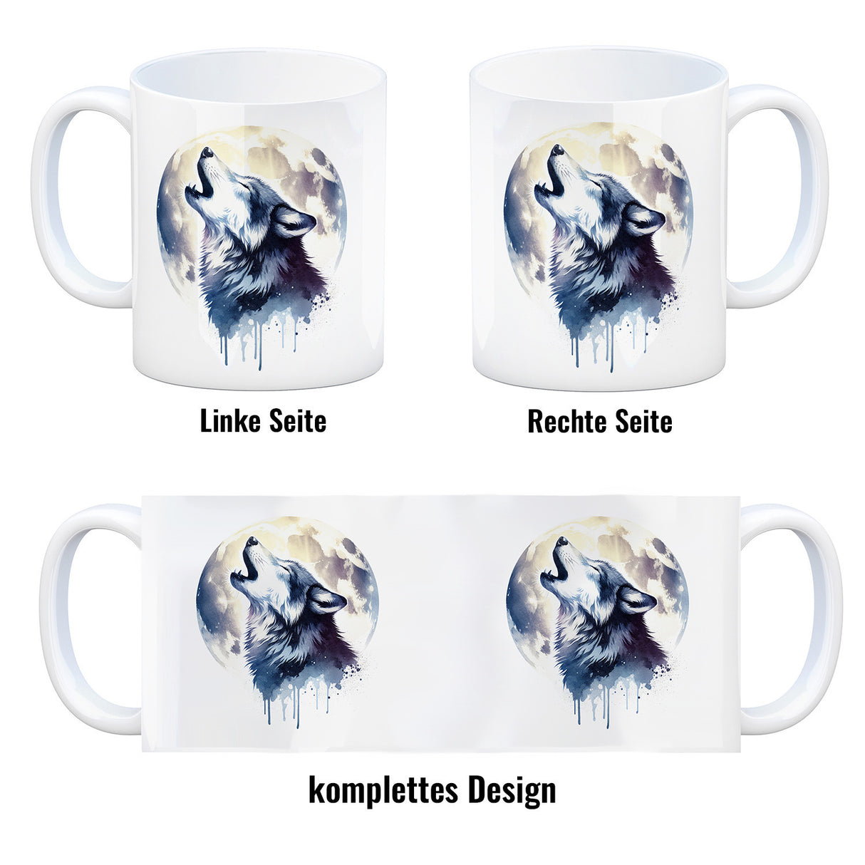 Wolf im Mondschein Kaffeebecher