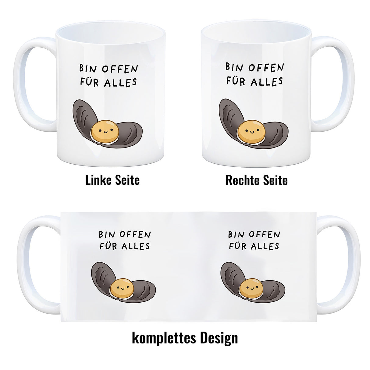 Jelly & Friends Auster Kaffeebecher mit Spruch Bin offen für alles