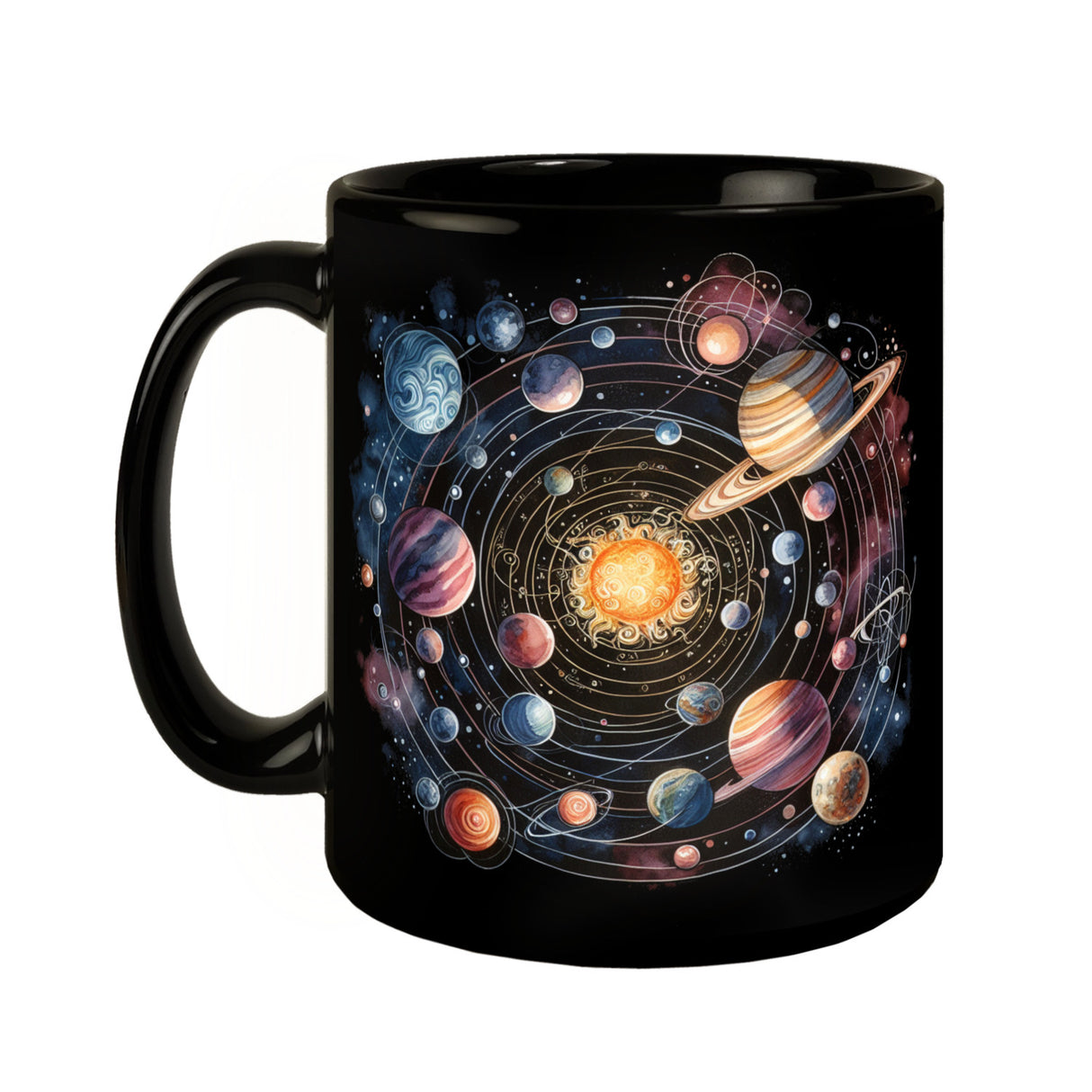 Sonnensystem Tasse in Schwarz