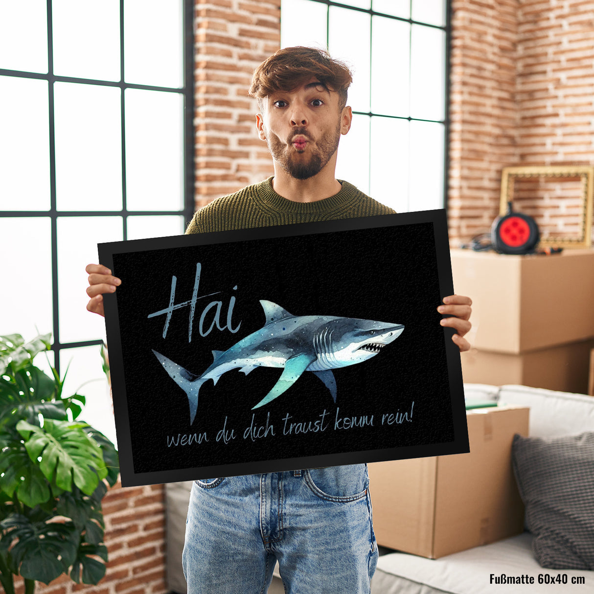 Hai Fußmatte in 35x50 cm mit Spruch wenn du dich traust komm rein