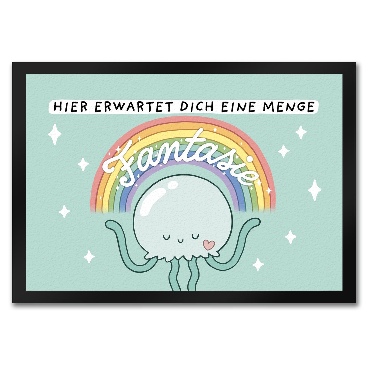 Jelly & Friends Qualle Fußmatte in 35x50 cm mit Spruch Hier erwartet dich eine Menge Fantasie
