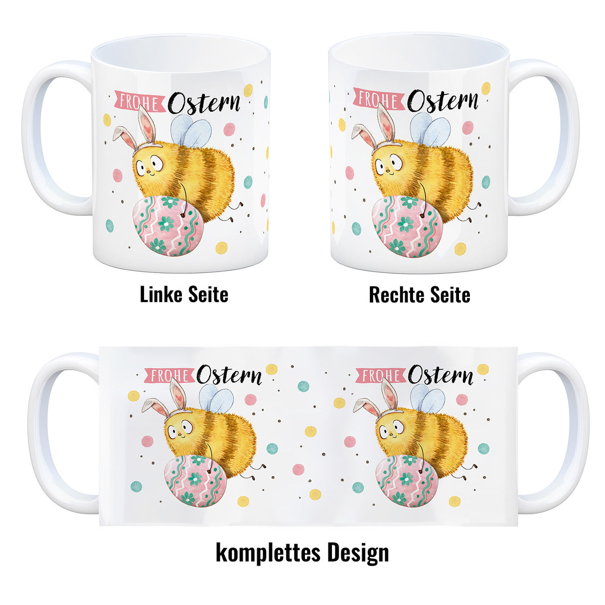 Pummel Biene Kaffeebecher mit Spruch Frohe Ostern