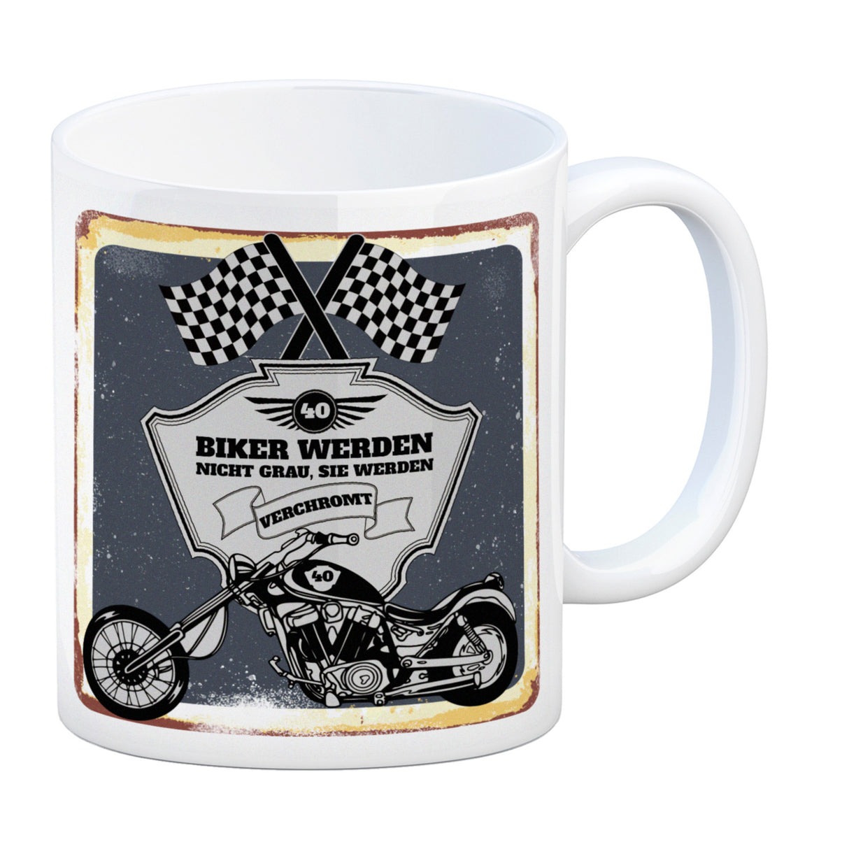 Motorradfahrer und Biker Kaffeebecher bzw. Tasse zum 40. Geburtstag als Geschenk