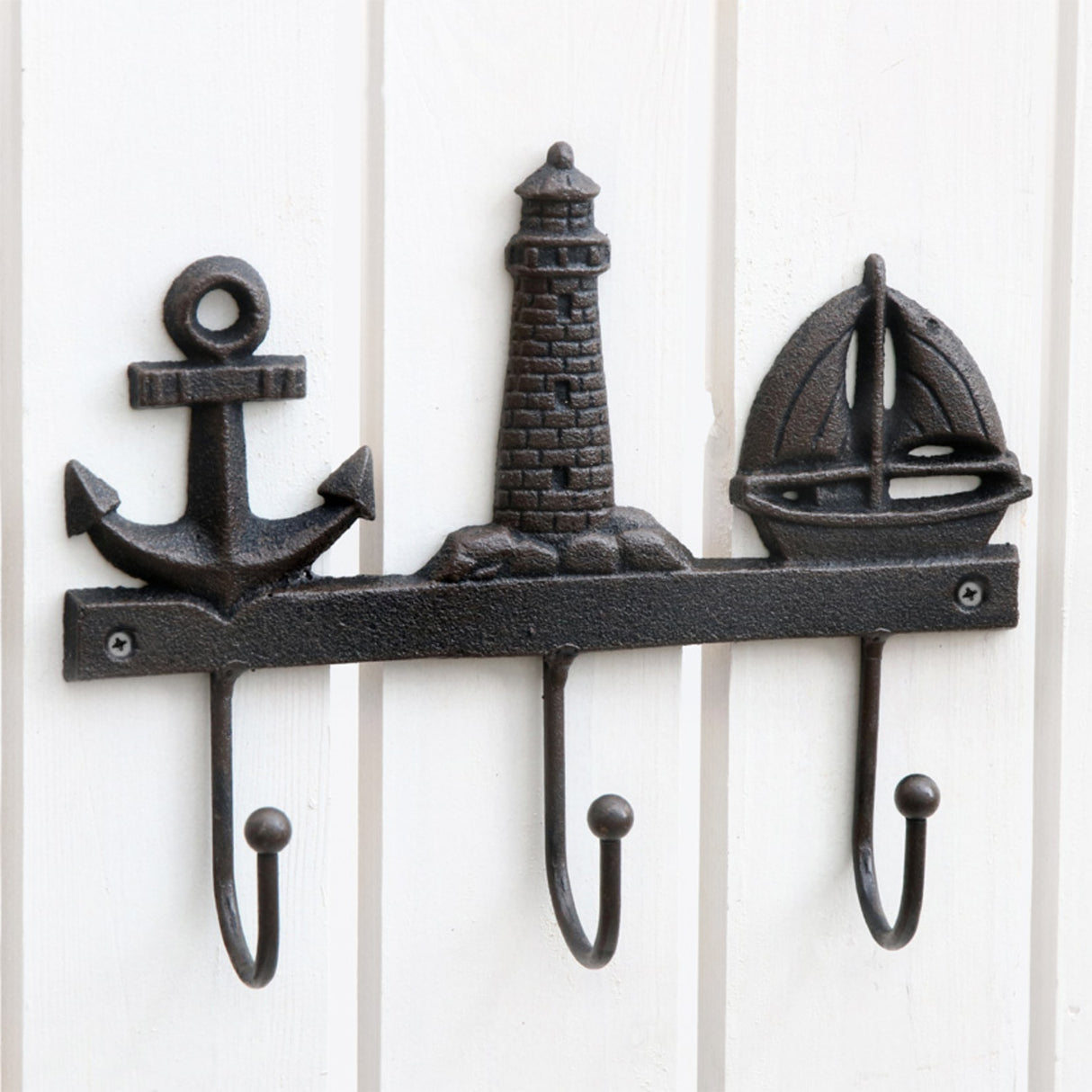 Anker, Leuchtturm und Boot Kleiderhaken aus Gusseisen