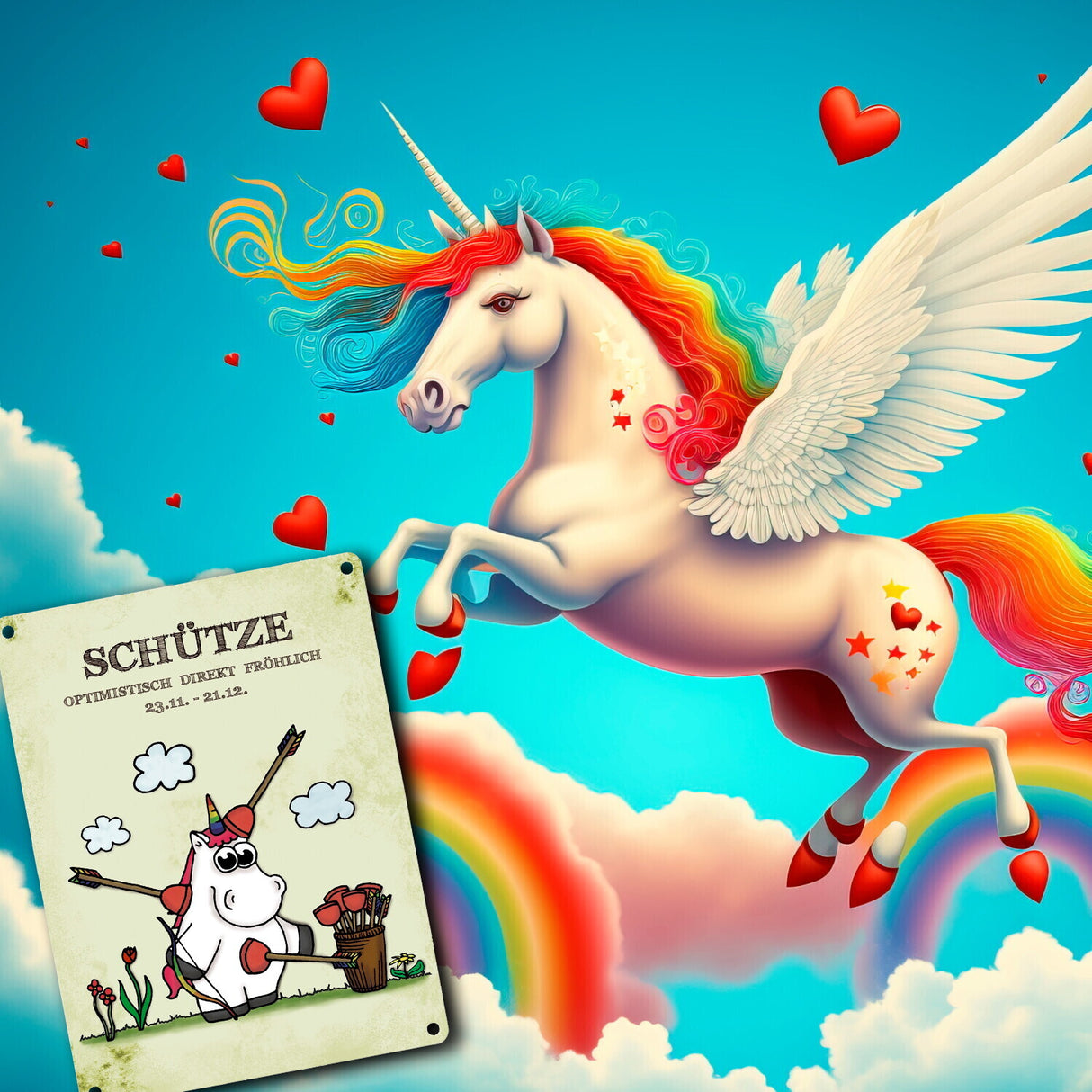Honeycorns Einhorn Sternzeichen Schütze Metallschild