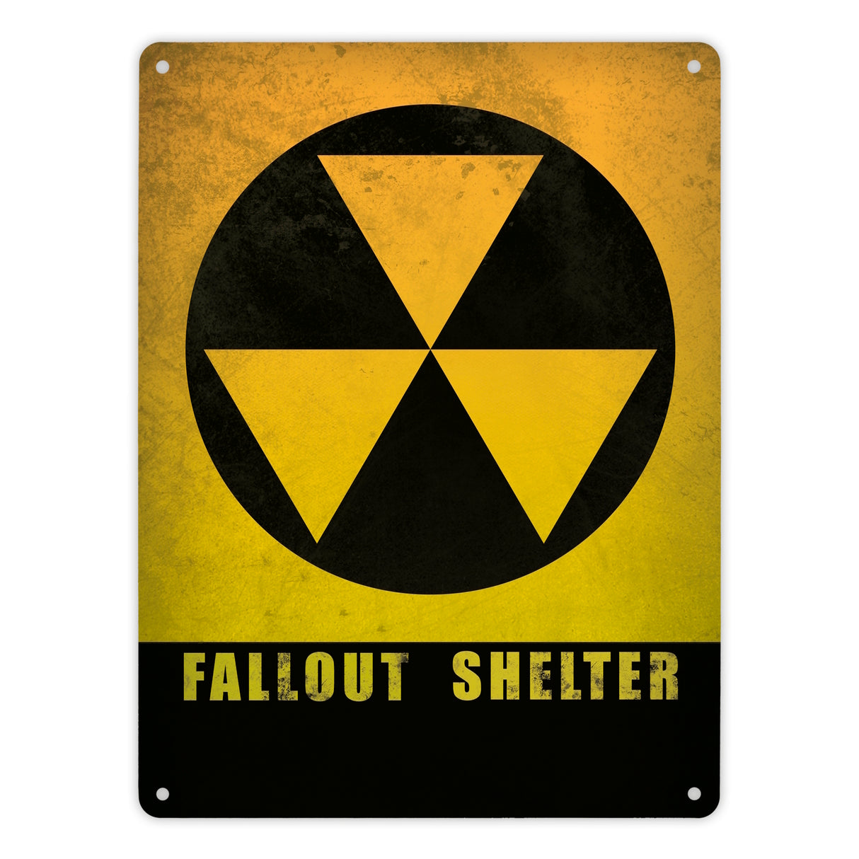 Metallschild mit Fallout Shelter Atomschutzbunker Motiv