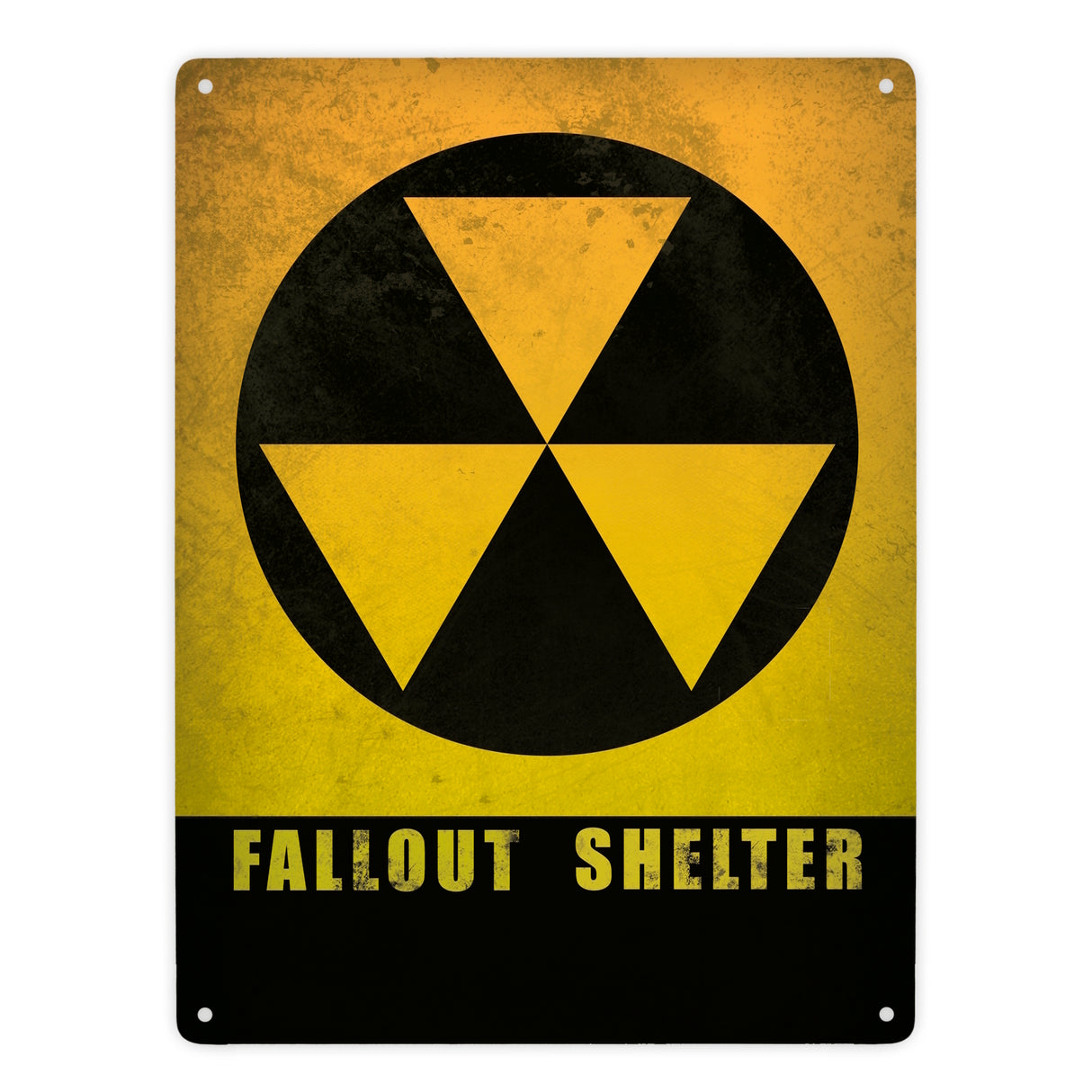 Metallschild mit Fallout Shelter Atomschutzbunker Motiv