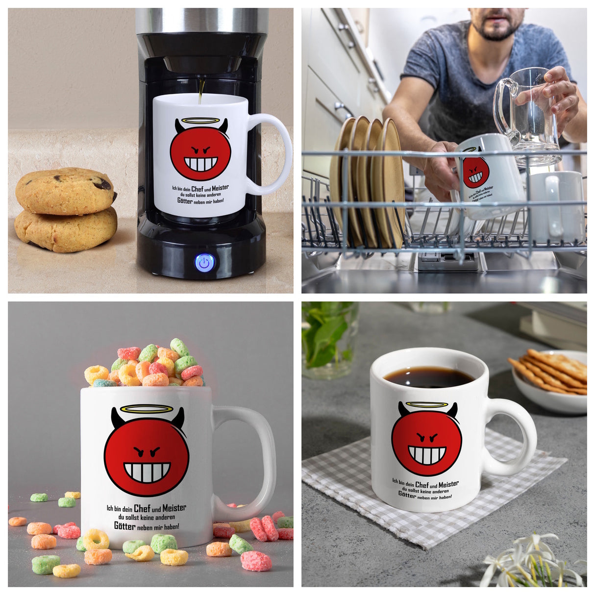 Kaffeebecher mit Spruch: Ich bin dein Chef und Meister ...