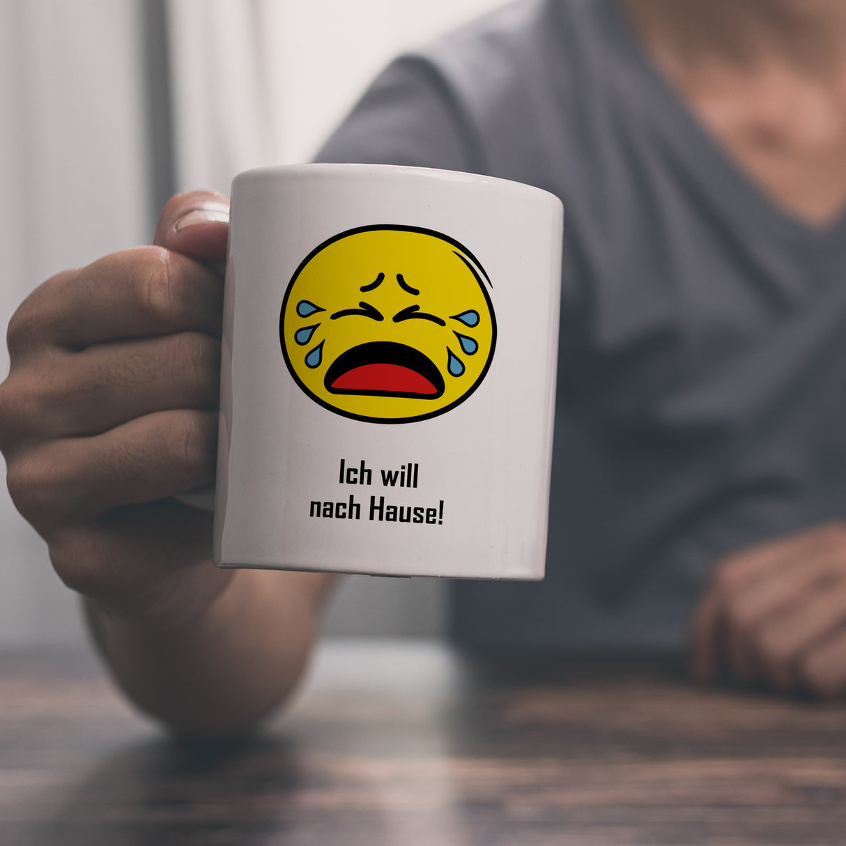 Kaffeebecher mit Spruch: Ich will nach Hause!