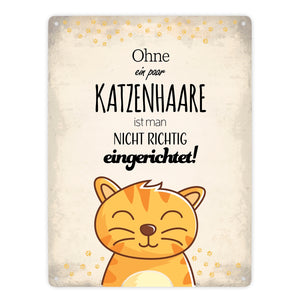 Metallschild mit Spruch: Ohne ein paar Katzenhaare ist ...