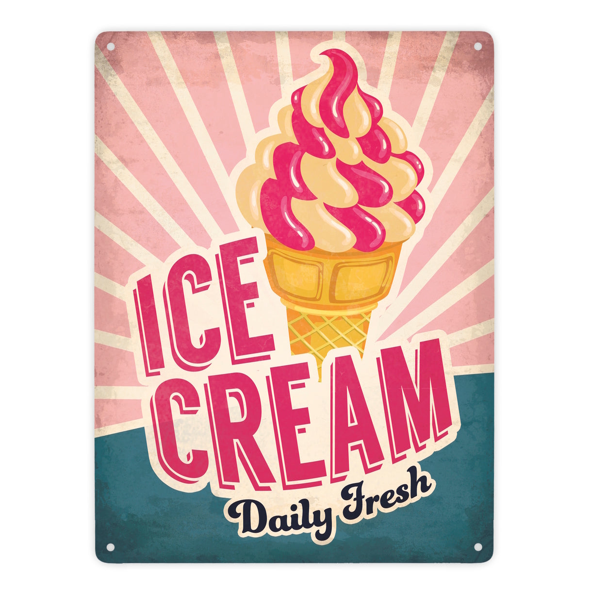 Metallschild mit American Diner Classics - Ice Cream Motiv