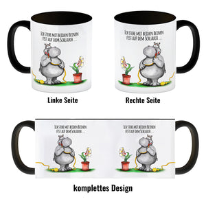 Ich stehe mit beiden Beinen fest auf dem Schlauch Nilpferd Kaffeebecher