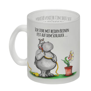 Ich stehe mit beiden Beinen fest auf dem Schlauch Nilpferd Kaffeebecher