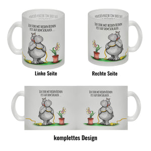 Ich stehe mit beiden Beinen fest auf dem Schlauch Nilpferd Kaffeebecher
