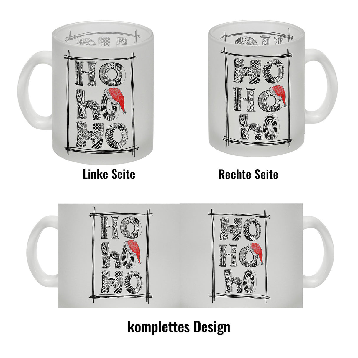Ho Ho Ho Kaffeebecher mit Weihnachtsmotiv