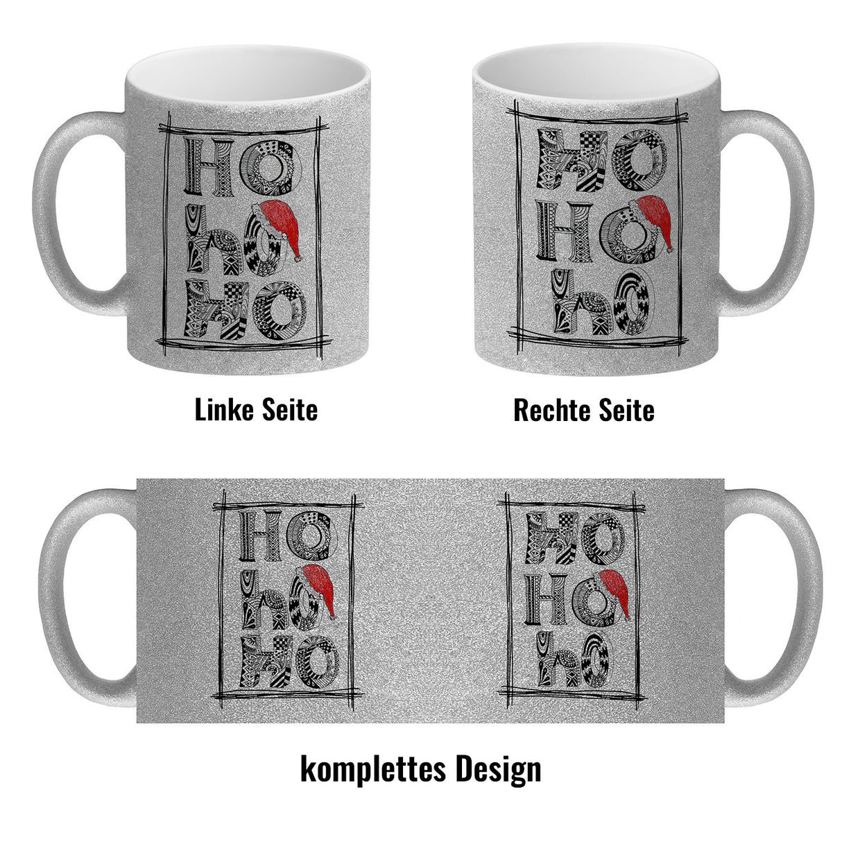 Ho Ho Ho Kaffeebecher mit Weihnachtsmotiv