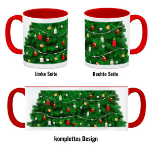 Kaffeebecher mit fotorealistischem Weihnachtsbaum Motiv
