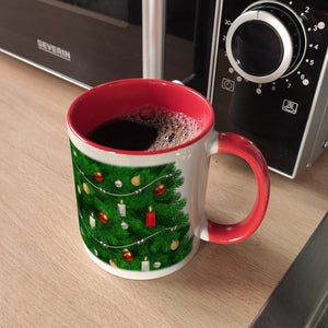 Kaffeebecher mit fotorealistischem Weihnachtsbaum Motiv
