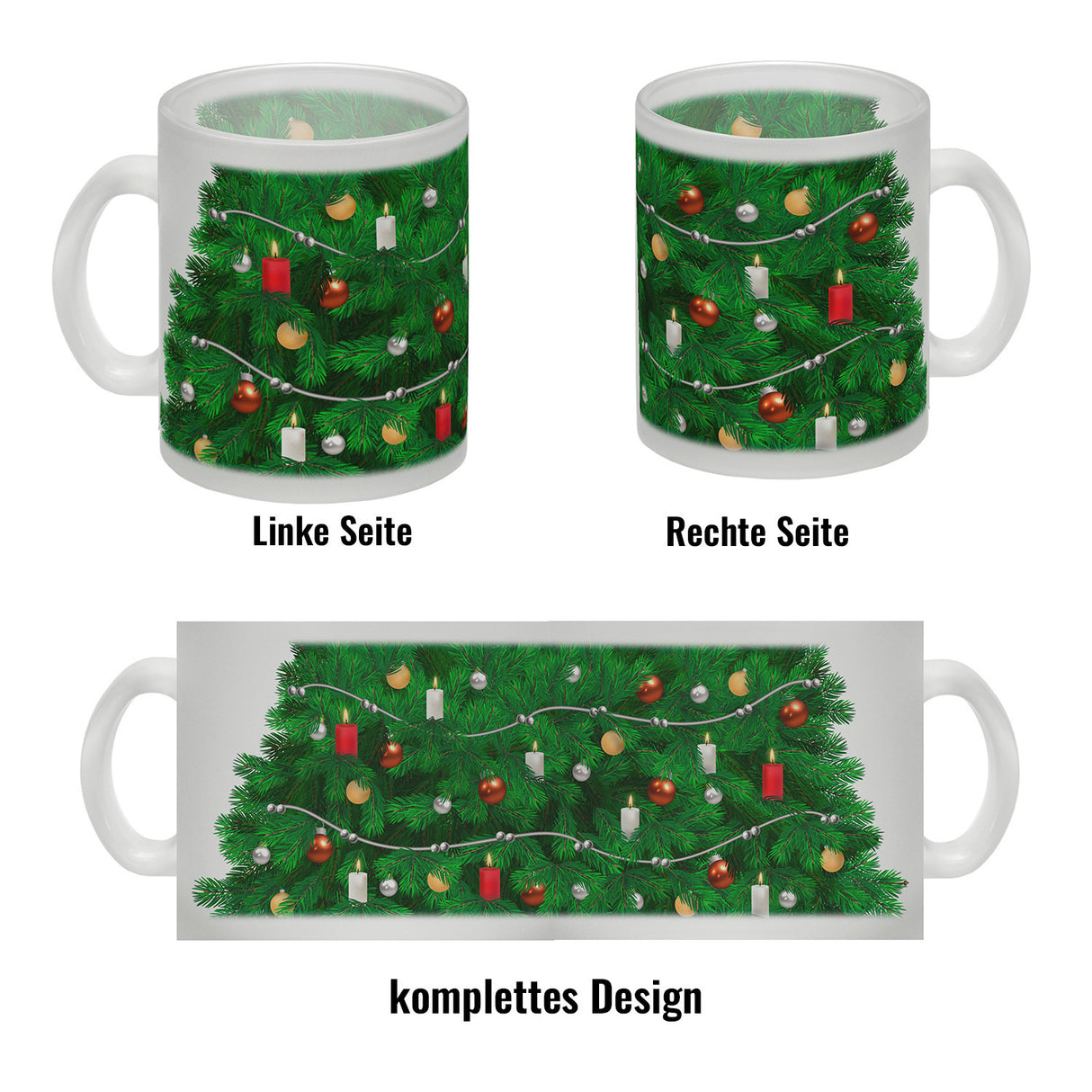 Kaffeebecher mit fotorealistischem Weihnachtsbaum Motiv