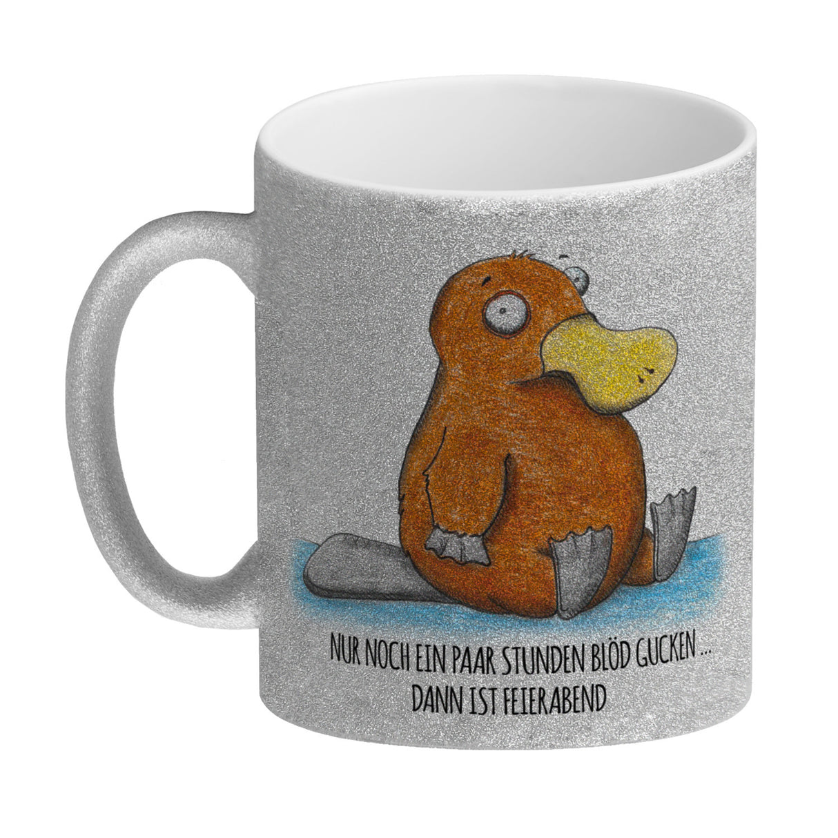 Nur noch ein paar Stunden blöd gucken, dann ist Feierabend Kaffeebecher mit Schnabeltier