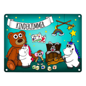 Honeycorns Metallschild mit Einhorn Kinderzimmer Motiv