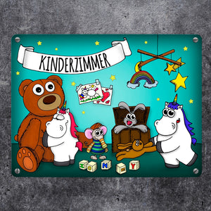 Honeycorns Metallschild mit Einhorn Kinderzimmer Motiv