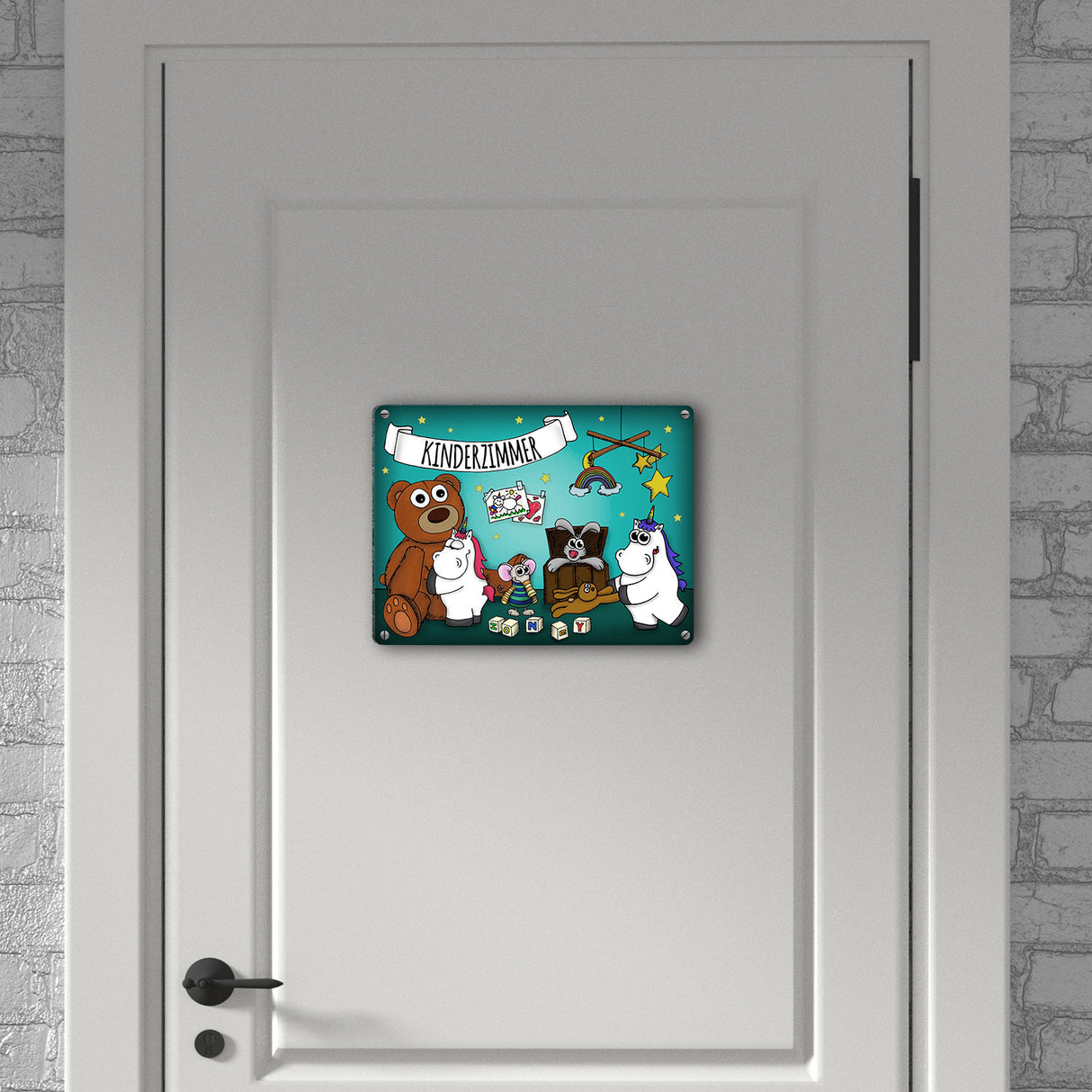 Honeycorns Metallschild mit Einhorn Kinderzimmer Motiv