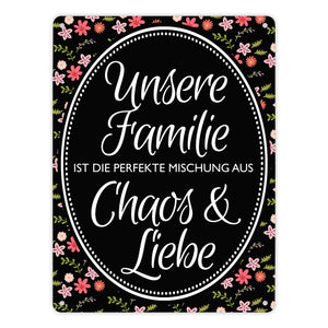 Metallschild mit Spruch: Unsere Familie ist die perfekte ...