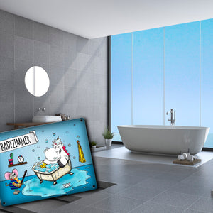Honeycorns Metallschild mit Einhorn Badezimmer Motiv