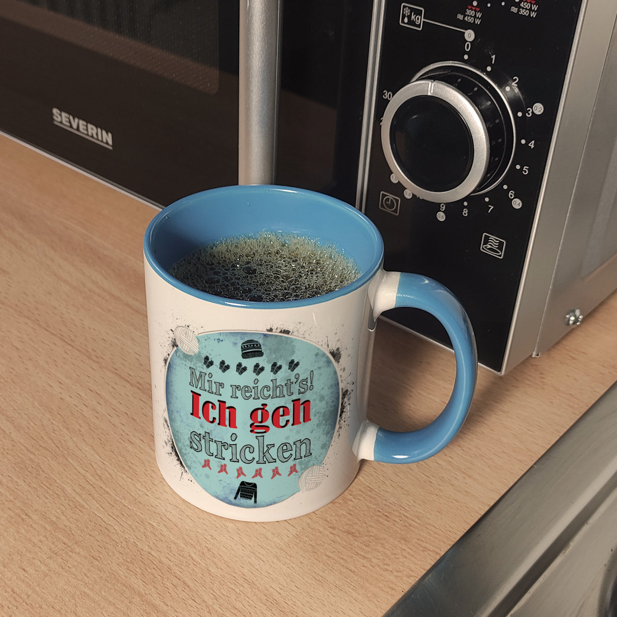 Kaffeebecher mit Spruch: Mir reicht's! Ich geh stricken