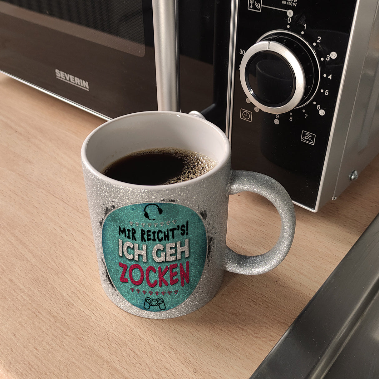 Kaffeebecher mit Spruch: Mir reicht's! Ich geh zocken