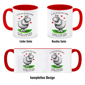 Nilpferd Kaffeebecher mit Spruch: Ich liebe dich aus vollem Hintern…