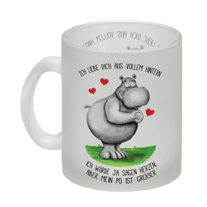 Nilpferd Kaffeebecher mit Spruch: Ich liebe dich aus vollem Hintern…