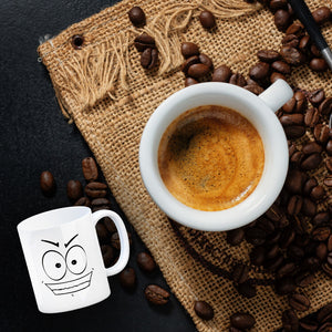 Tassengesichter Kaffeebecher mit gehässiges Gesicht Motiv